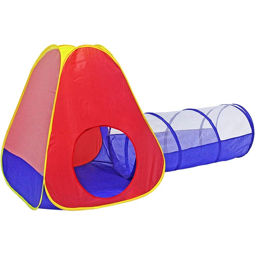 2 Piece Kids Pop Up Play Tent (Tunnel+tent)and Crawl Tunnel Children