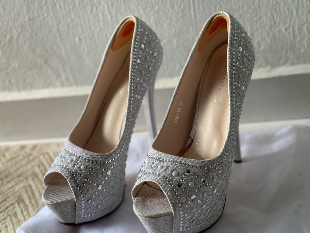 5 6inch Wedding Heels silver Women s Fashion Footwear Heels