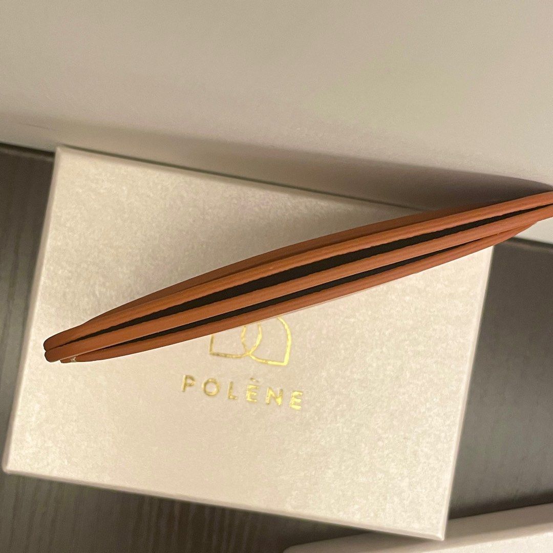 全新連盒全皮 Polene Polène Plain Logo Card Holder (原價 €60/ ard $520), 女裝, 手袋及 ...