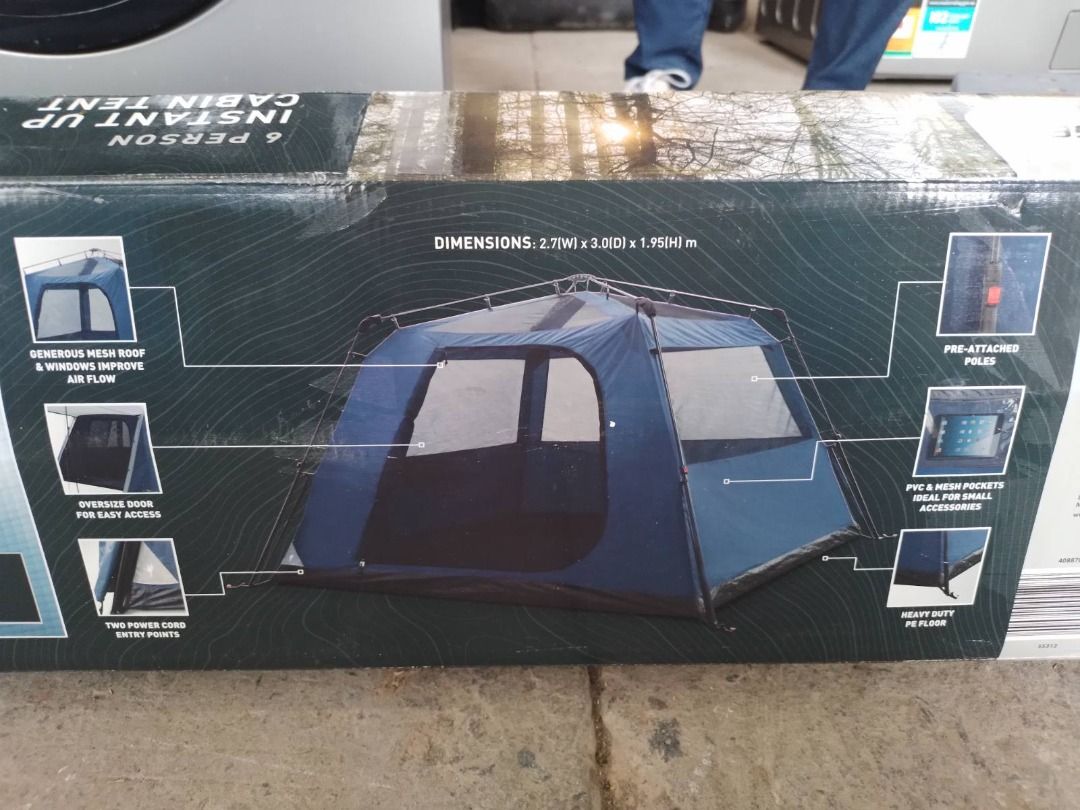 Adventuridge 6 Person Instant Up Camping Tent, Sports Equipment, Hiking