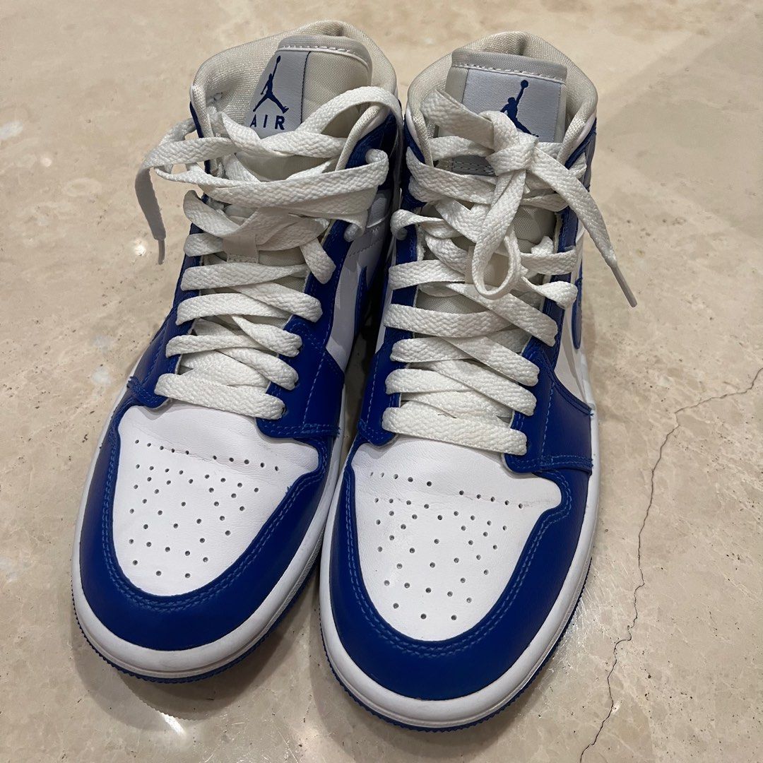 Air Jordan 1 Mid White Hyper Royal Blue White