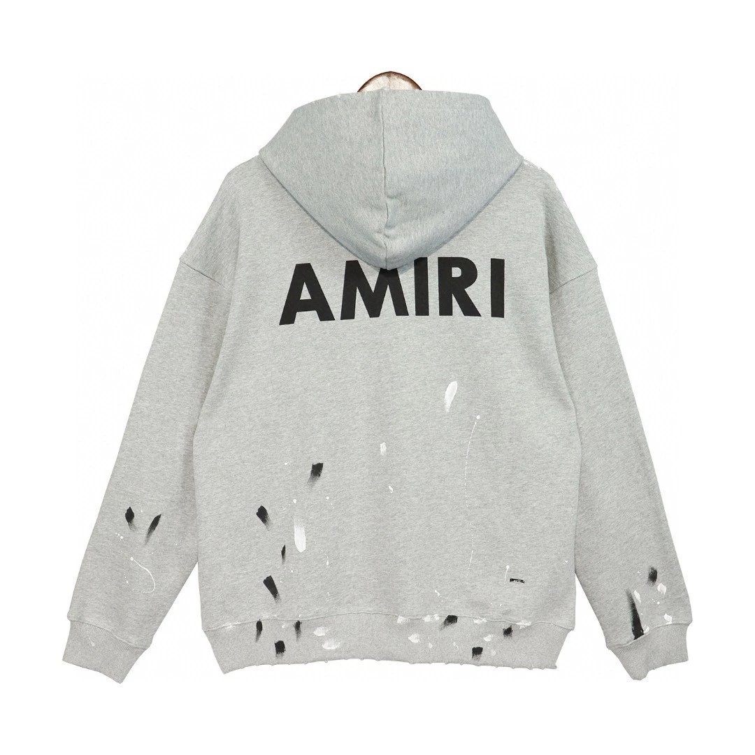 AMIRI, Shirts, Amiri Grey Paint Splatter Hoodie Size Small