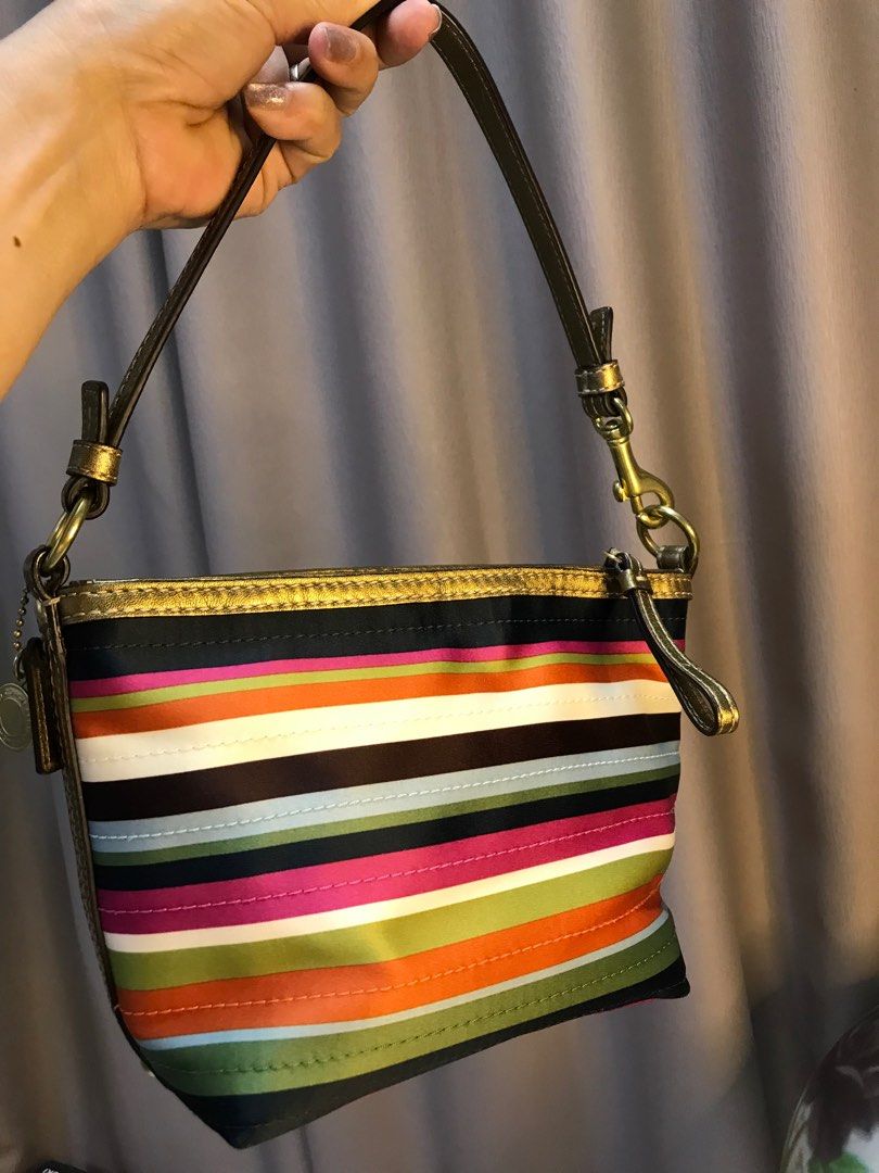 Coach stripe handbag deals