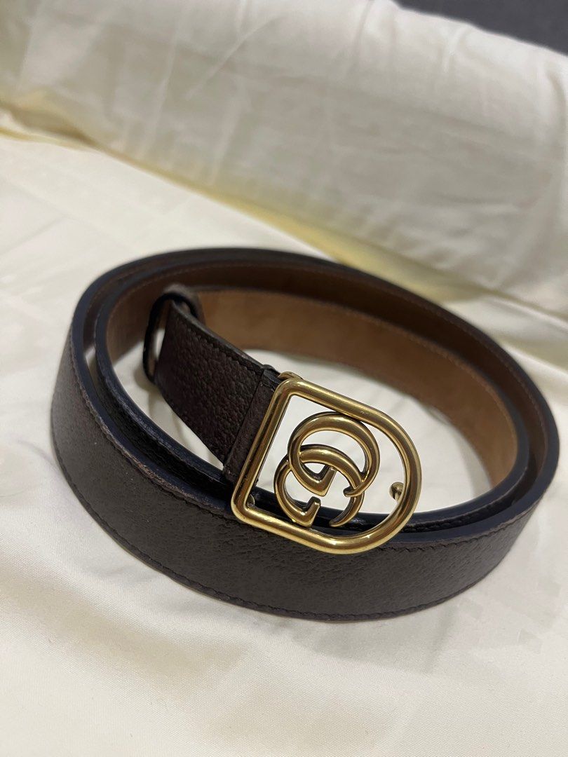 Gucci leather belt online with framed double g