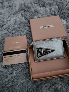 Miu Miu Black Matelassé Leather Lanyard ID Card Holder Miu Miu