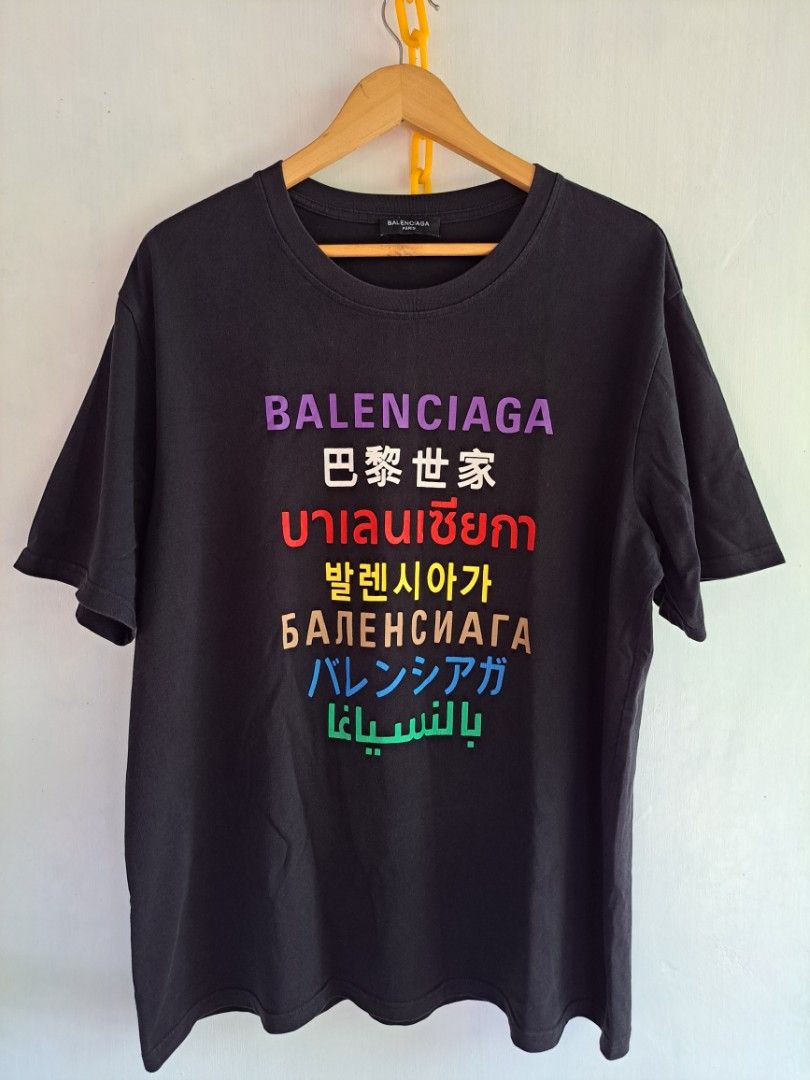 Balenciaga Multi Language Logo Oversized Tshirt M in Orange for Men  Lyst