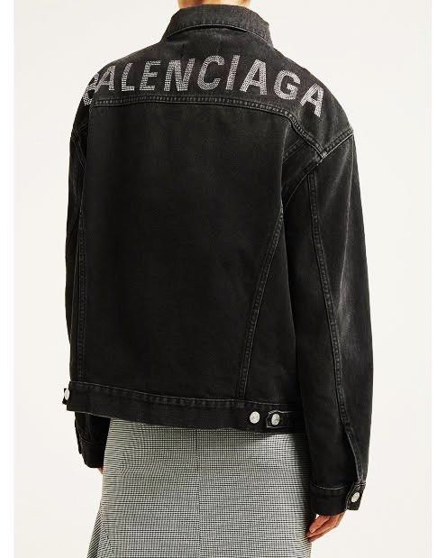 Mens luxury jacket  Balenciaga jacket in denim and black logo printed in  6 alphabets