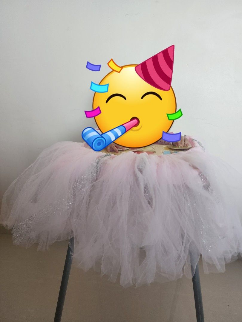 Birthday high chair pink skirting, Babies & Kids, Baby Nursery & Kids