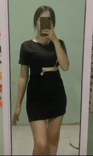 Black cut off dress / mini dress / cotton black dress