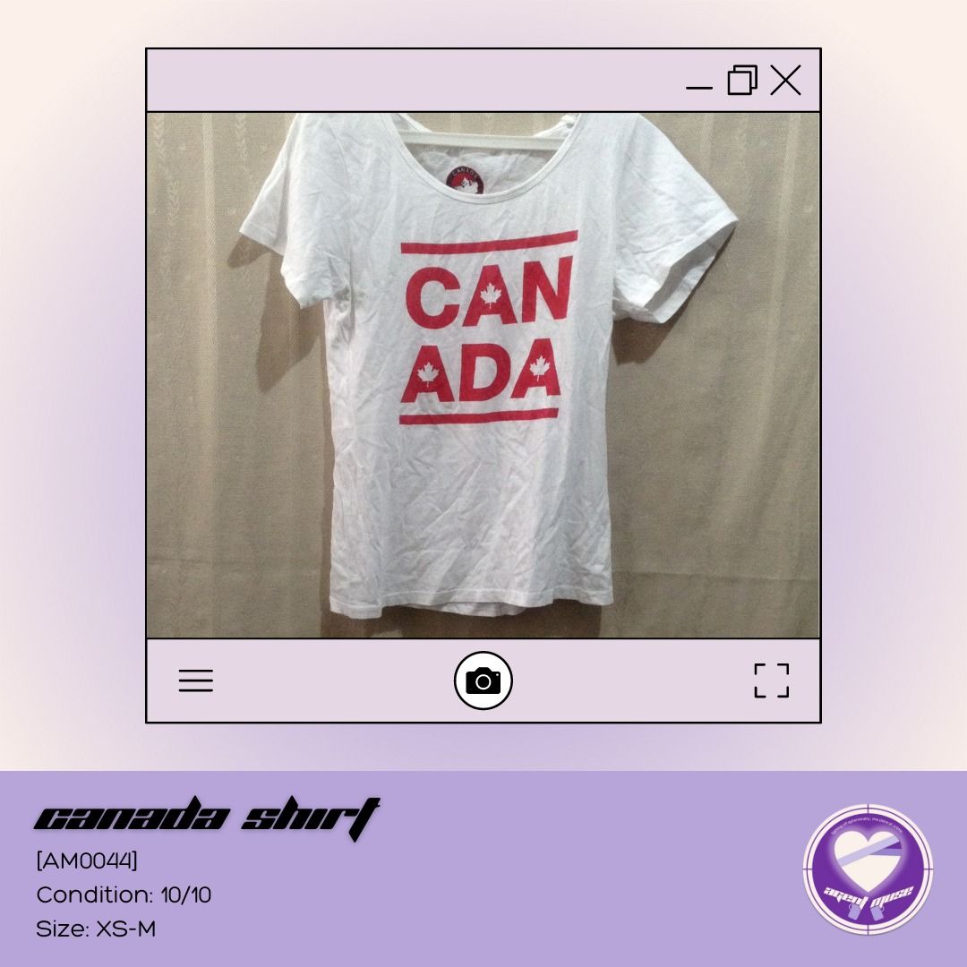 [Canada Weather Gear] Canada Shirt (Category: Shirts) located in Quezon City. Submitted by agentmuse_ (Listing ID 1209528654, Image 1). Description: ❤️‍🩹 used once ❤️‍🩹 rfs: not my aesthetic ❤️‍🩹 size: no size on tag, but can fit s-m frames :) ❤️‍🩹 please feel free to reach out for more pics and/or info if interested 💰 mop: gcash 🚚 mod: buyer's choice; shopee co for shipping .