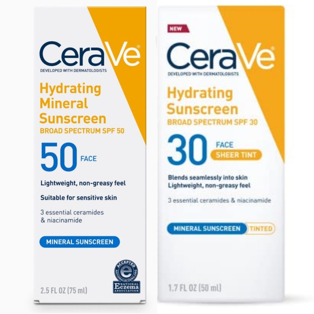 CeraVe Sunscreen SPF30 Tinted & SPF50 Hydrating, Beauty & Personal