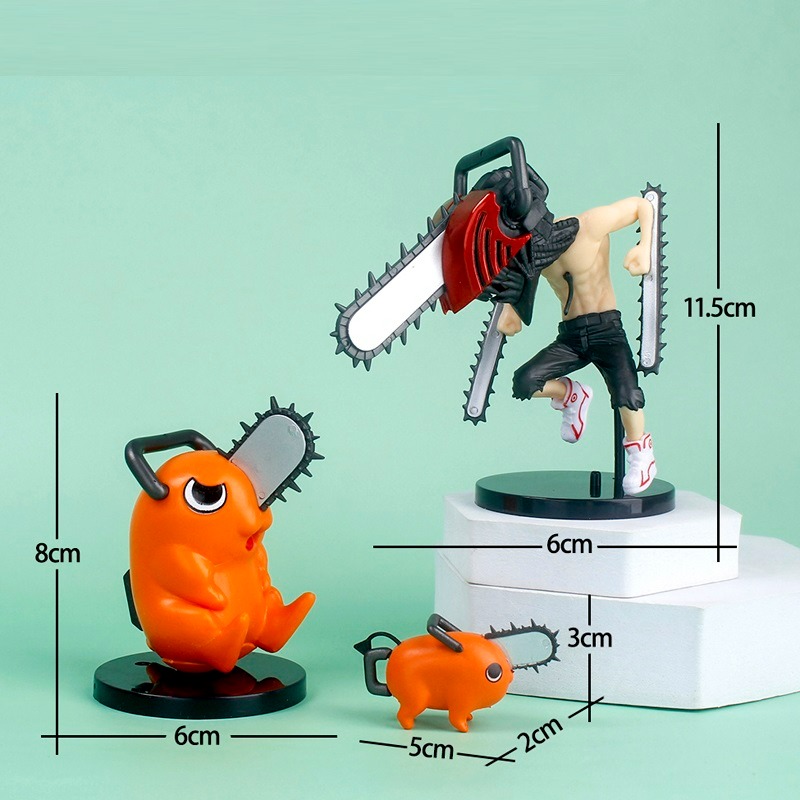 Chainsaw Man Figurines / Cake Toppers (3 Pcs a Set), Hobbies & Toys, Toys & Games on Carousell
