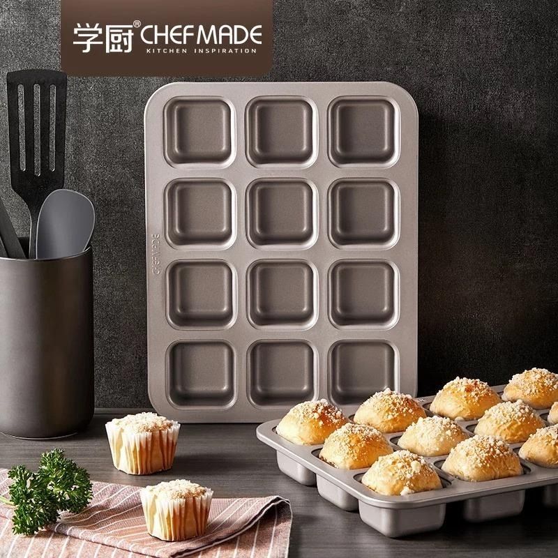 Mini Square Muffin Pan Non-Stick Pan 12 Cavity Small Cupcake Pan Mould 