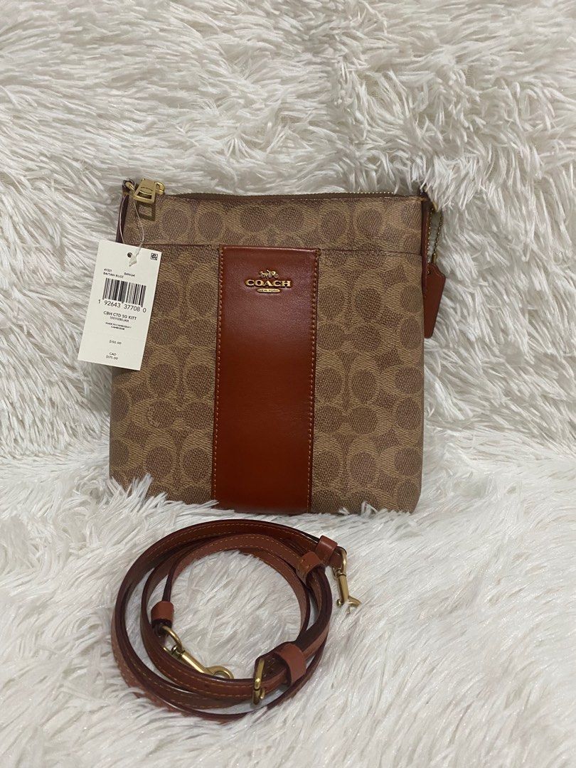 Coach Kitt messenger xbody bag tan rust, Luxury, Bags & Wallets on