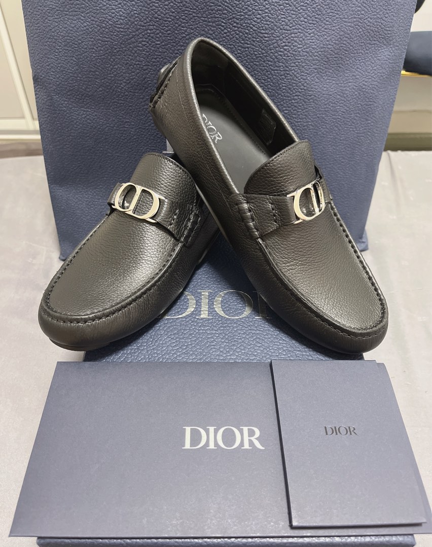 Authentic DIOR Black Grained Calfskin Loafer, (Like New/Worn Less Than ...