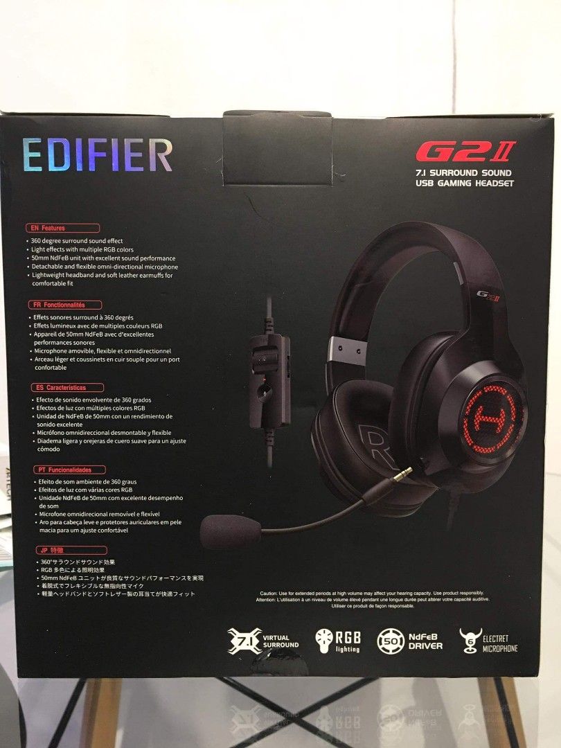 Edifier G2 II 7.1 Surround Sound USB Gaming Headset Black, Audio ...