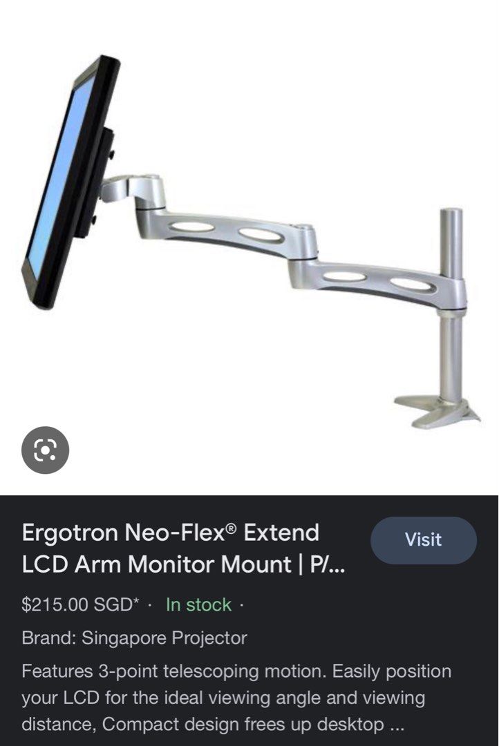 Ergotron Single Monitor Arm, Computers & Tech, Parts & Accessories