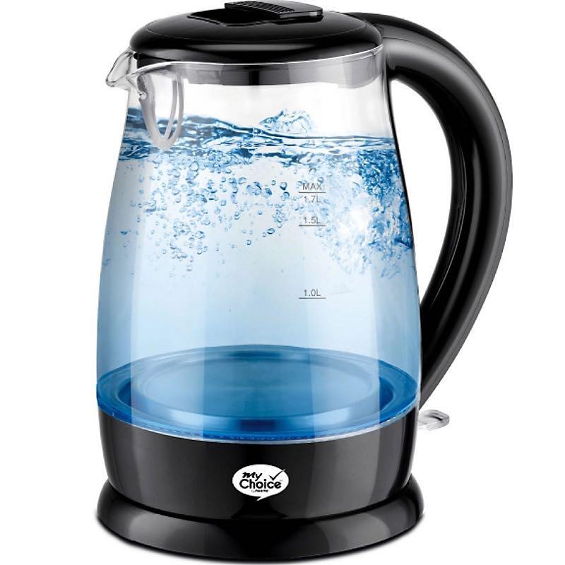 Glass kettle 1.7L will light up when boiling and auto switch off, TV