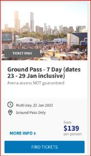 Ground Pass Australian Open Tickets
