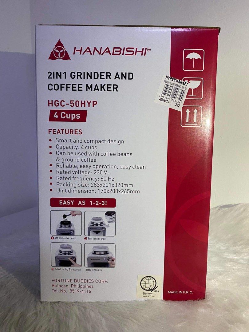 Hanabishi 2in1 Grinder Coffee Maker, Furniture & Home Living, Bathroom