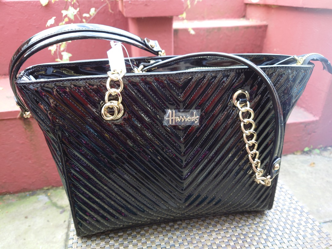 Harrods patent chevron backpack cheap