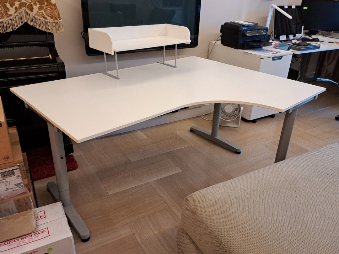 IKEA Lshaped Study Table with detachable shelf, Furniture & Home