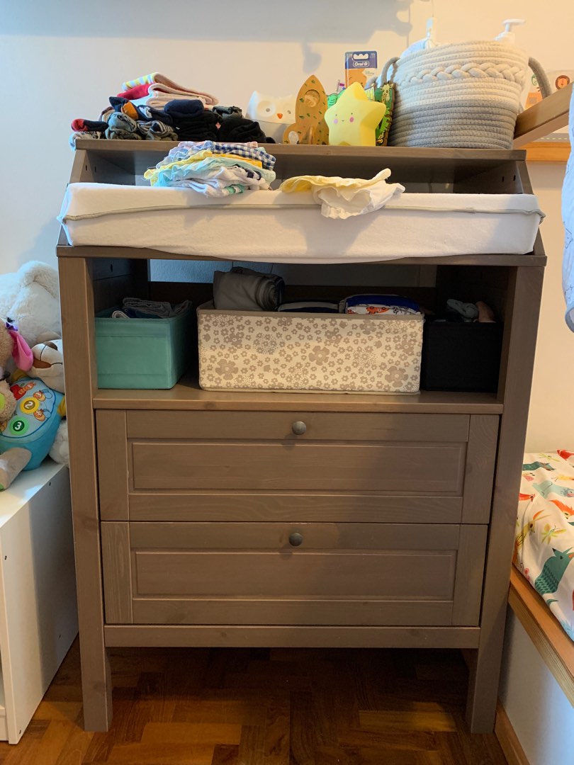 IKEA SUNDVIK Changing table chest of drawers BROWN Babies