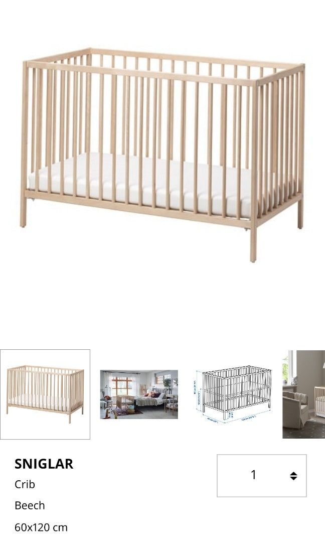 Ikea Wooden Baby Crib, Babies & Kids, Baby Nursery & Kids Furniture