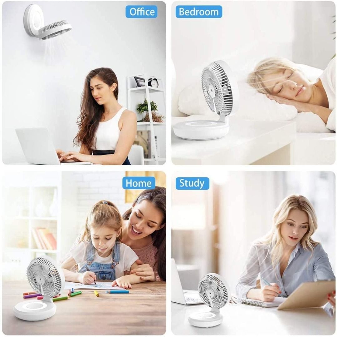 infray USB Desk Fan Rechargeable Portable Oscillating Table Fan with