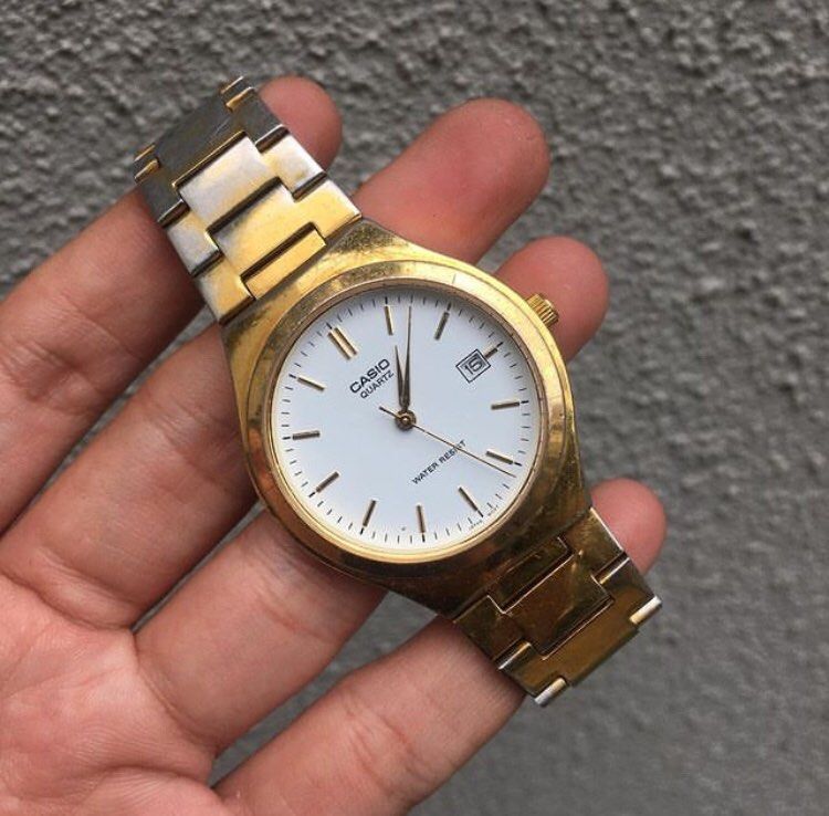 Jam tangan CASIO MTP 1170 gold Fesyen Pria Jam Tangan di Carousell