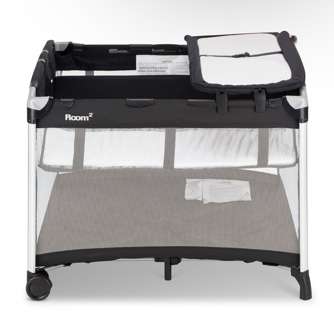 Joovy Room2 Portable Playard with Twin Nursery Center Babies
