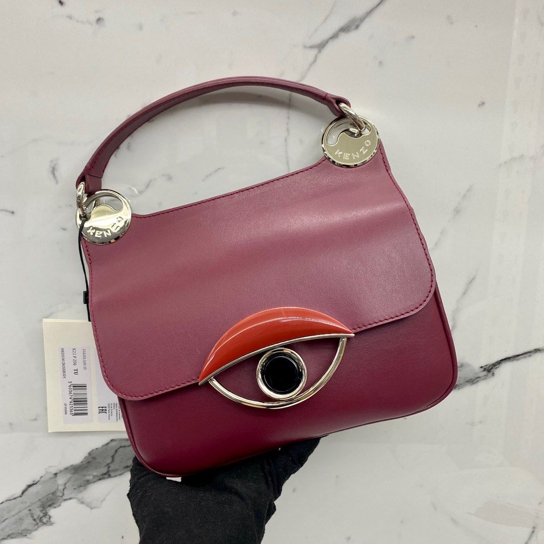 KENZO MAROON LEATHER EYE 2WAY BAG 227038015 Luxury Bags Wallets on Carousell