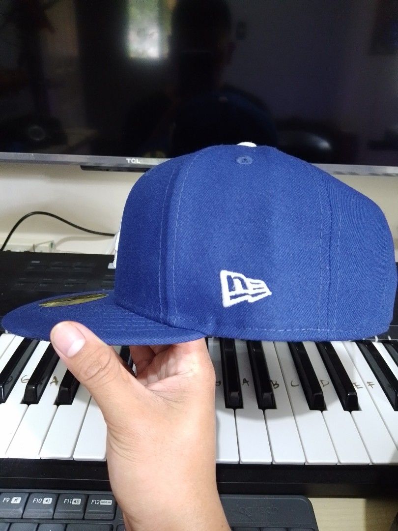 Los Angeles Angels La Patch New Era 59FIFTY Fitted Hat (DOSCIENTOS Blue Black Brick Red Under BRIM) 7 1/8