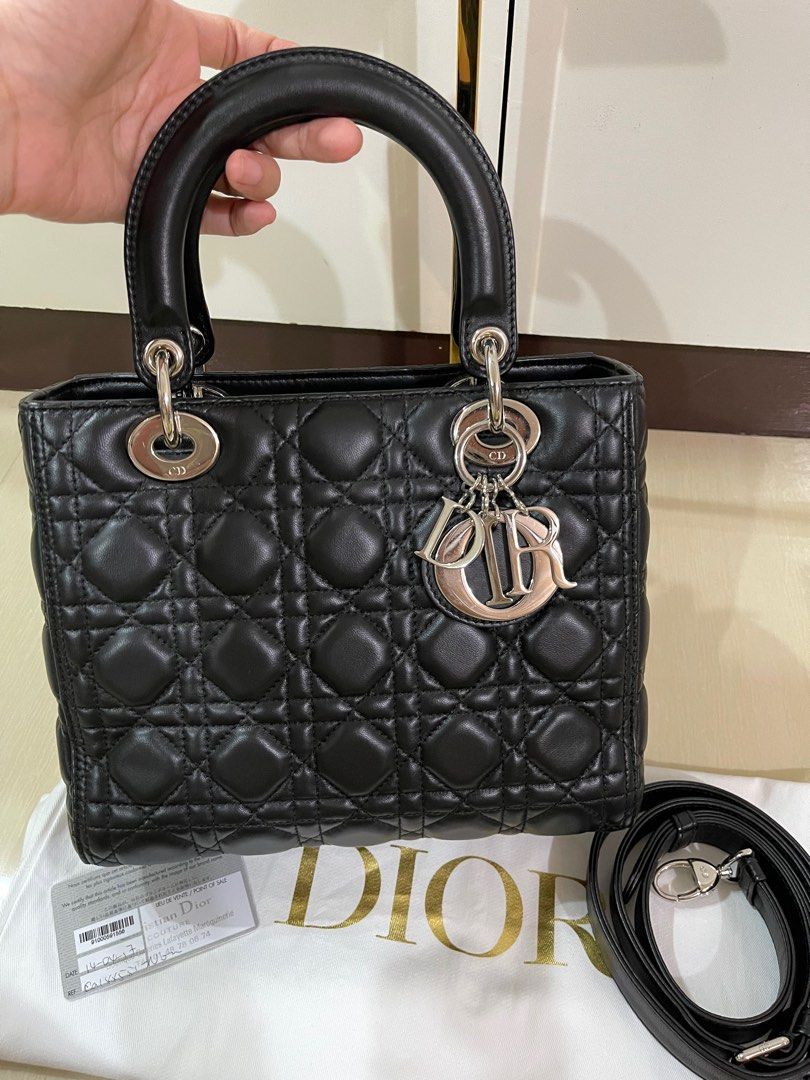 Christian Dior Medium Lady Dior Bag Black Patent Cannage Calfskin Luxury  Bags  Wallets on Carousell
