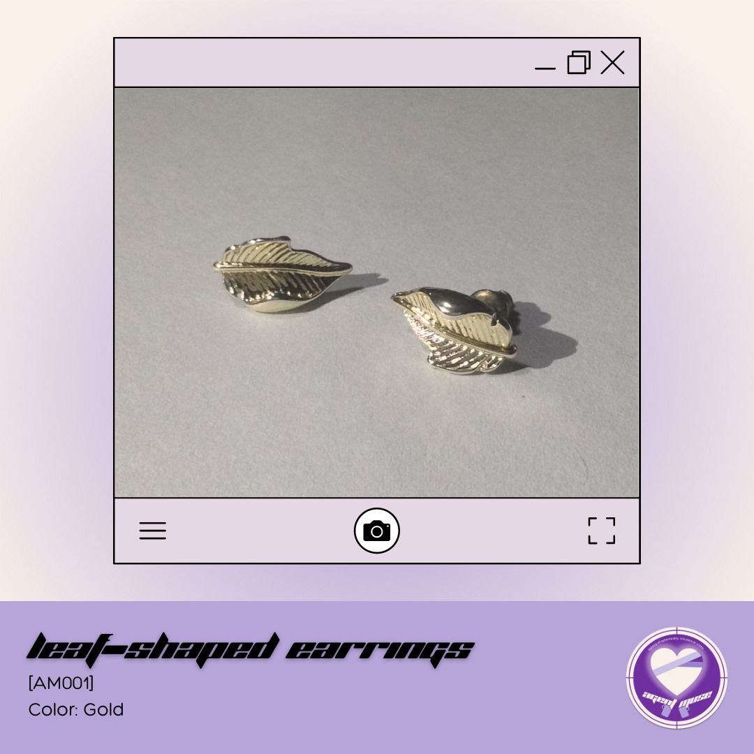 Leaf-shaped Earrings (Category: Earrings) located in Quezon City. Submitted by agentmuse_ (Listing ID 1205625999, Image 1). Description: ❤️‍🩹 used only once! ❤️‍🩹 rfs: not my aesthetic ❤️‍🩹 please feel free to reach out for more pics and/or info if interested 💰 mop: gcash 🚚 mod: buyer's choice; shopee co for shipping .