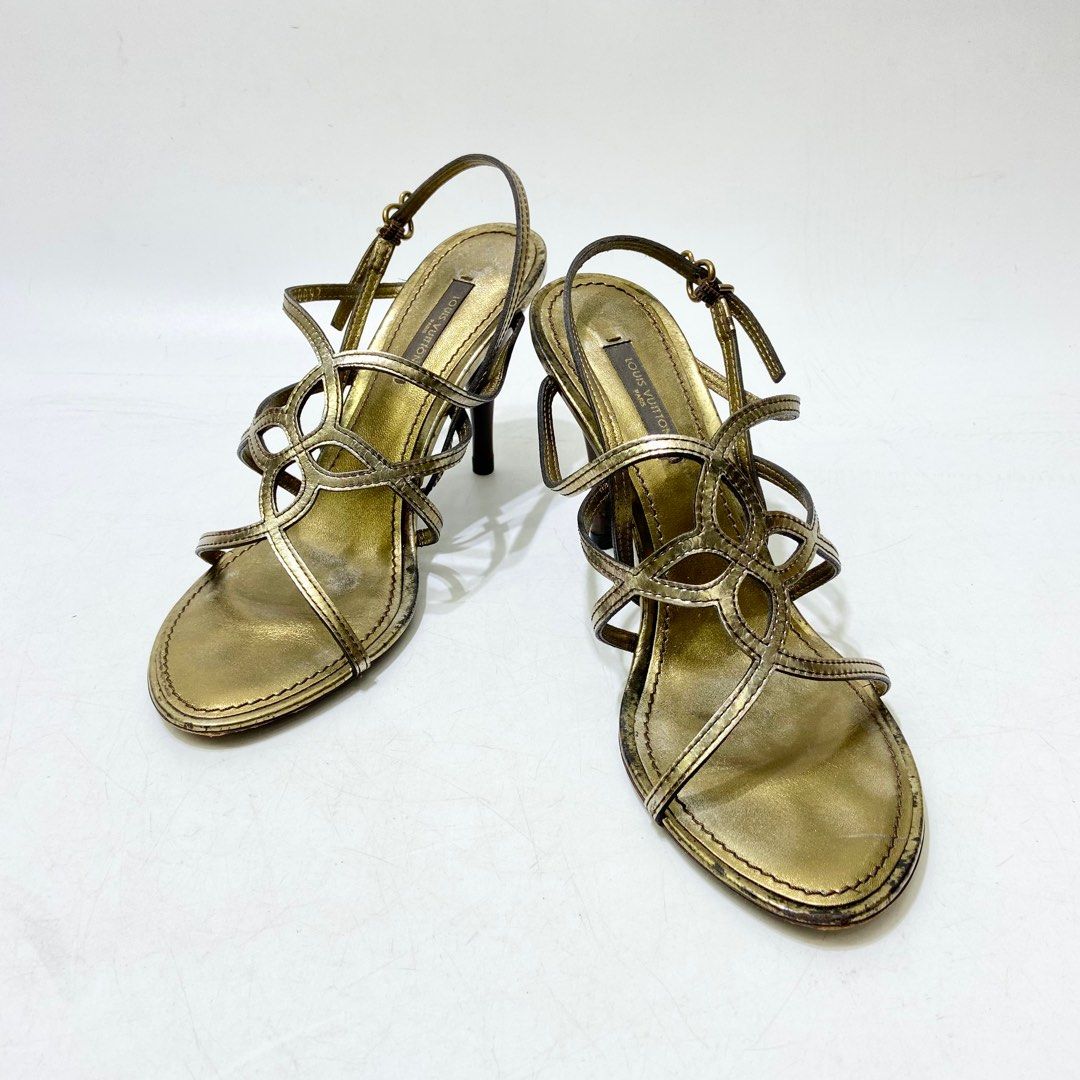 Gold louis vuitton heels cheap