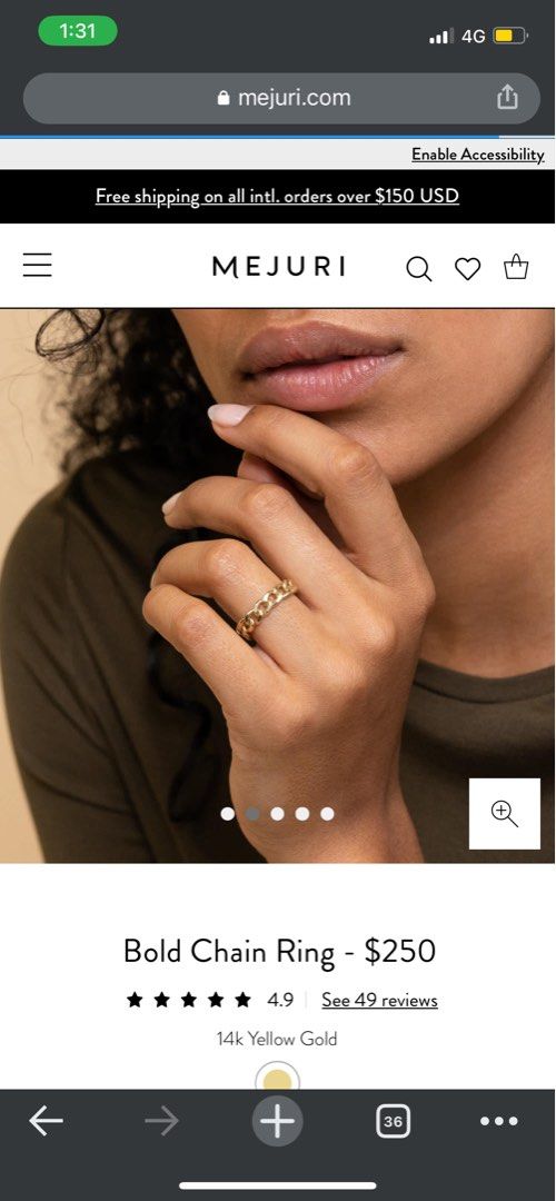 Mejuri Bold Chain Ring in 14k Yellow Gold Women s Fashion