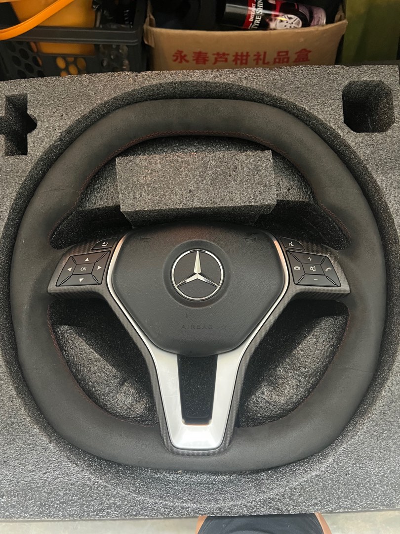 Mercedes AMG lined Alcantara steering wheel with paddle shifter instant