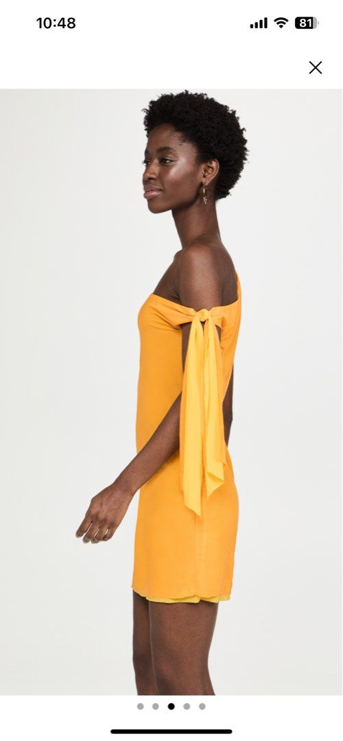 Yellow off the shoulder discount mini dress