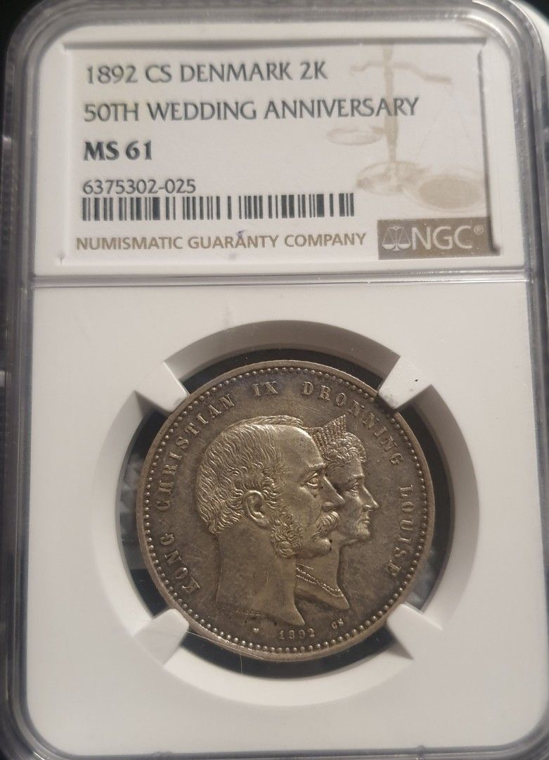 NGC ms61 1892 丹麥2 Kroner(克朗)(更高分60枚）, 興趣及遊戲, 收藏品及紀念品, 錢幣- Carousell