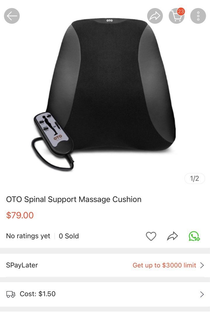Oto spinal support massage cushion, Health & Nutrition, Massage Devices