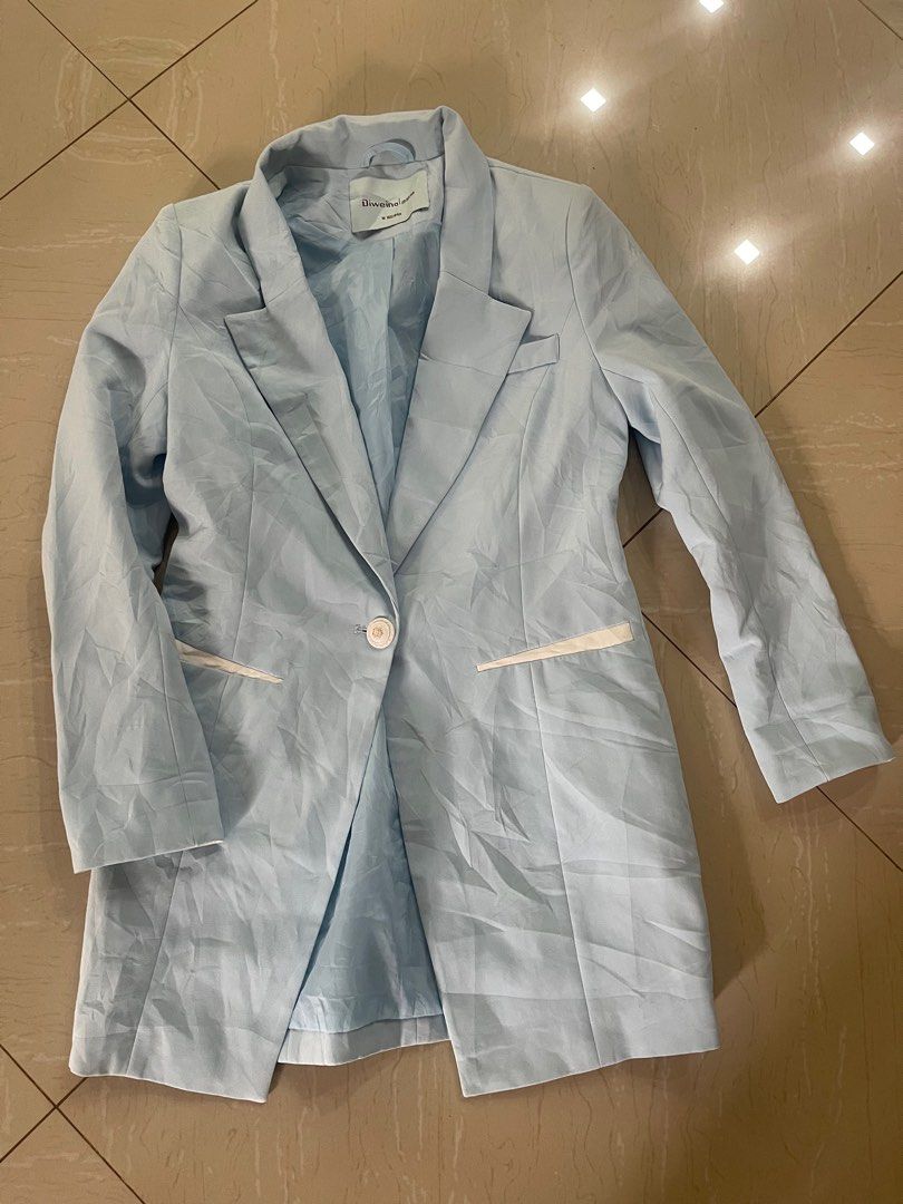 Pastel Color Light Blue Blazer , Women's Fashion, Coats, Jackets and ...