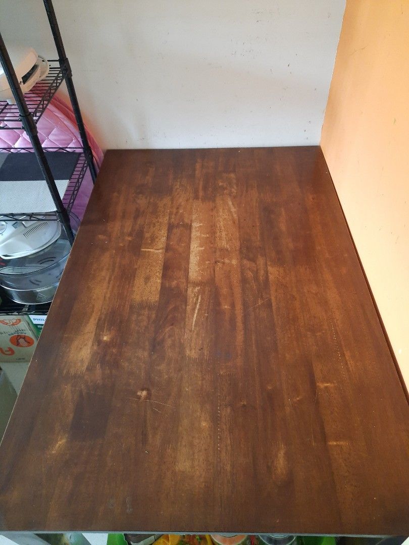 Picket and Rail wooden dining table, Furniture & Home Living, Furniture