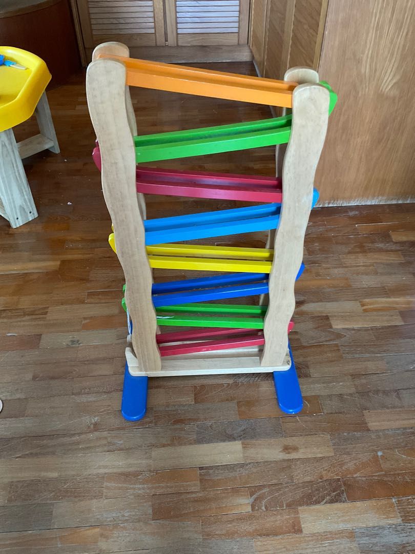 Pintoy Zig-zag Wooden Car Track with Vehicles, Babies & Kids, Infant