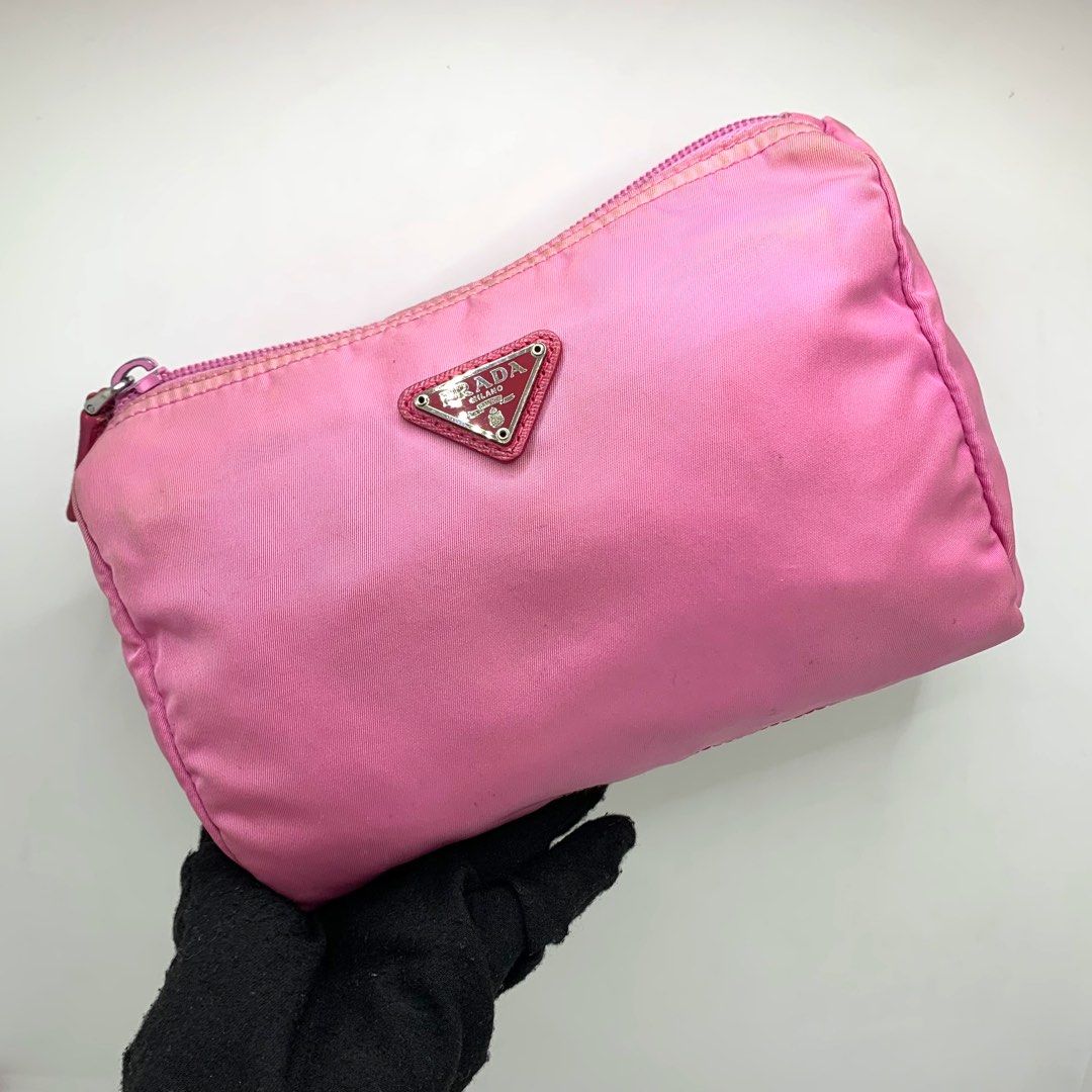 Prada pink online nylon pouch