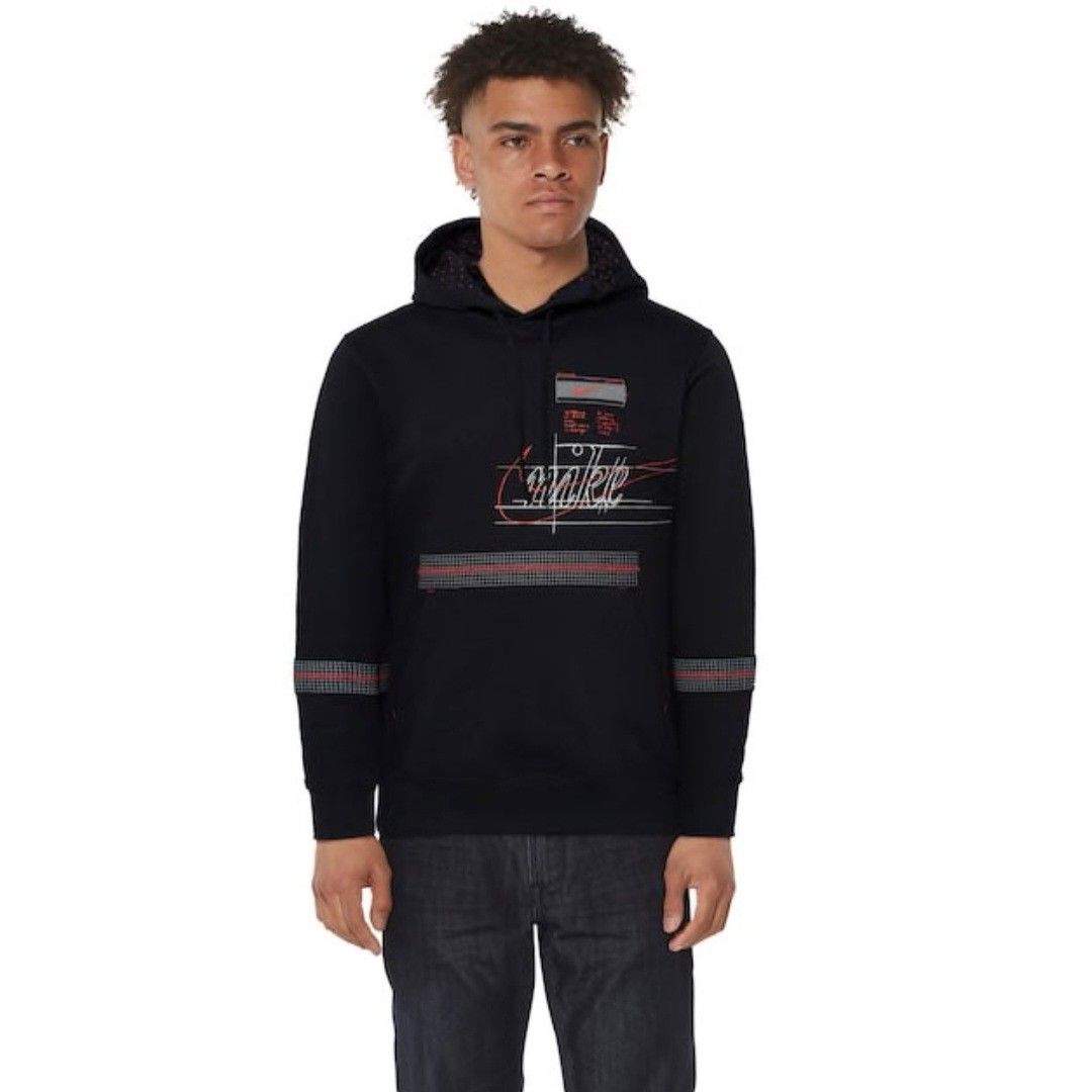 Rare NIKE Script Swoosh Hoodie Black Fesyen Pria Pakaian Baju
