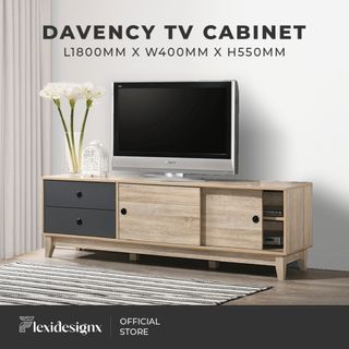 READY STOCK! DAVENCY WOODEN 6FT TV CABINET / LIVING ROOM FURNITURE/ COMPARTMENT