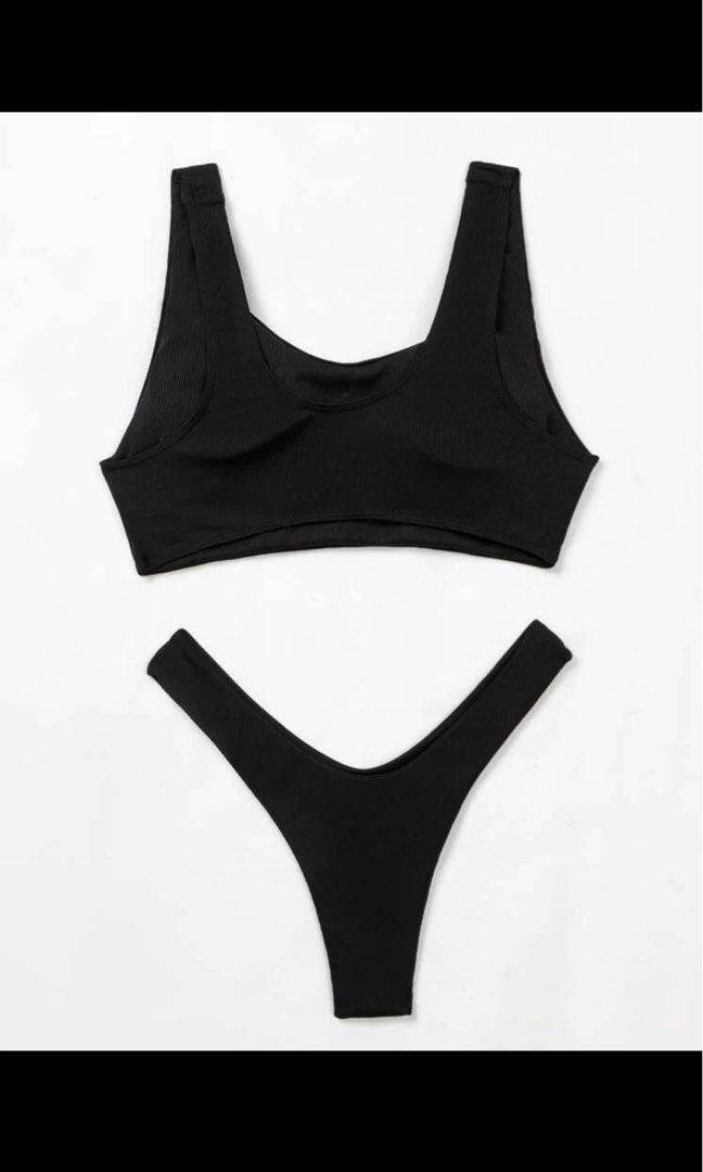 Rib Cutout High Cut Bikini Swimsuit, Women's Fashion, Swimwear