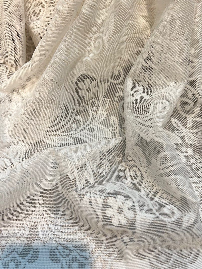 Hook See Through Curtains / Hook Window Gauze French Style White