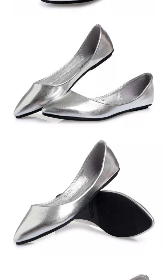 Silver flat shoes
